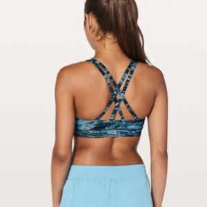 Lululemon Cross Strap Energy Bra Shoreline Navy Blue Black White